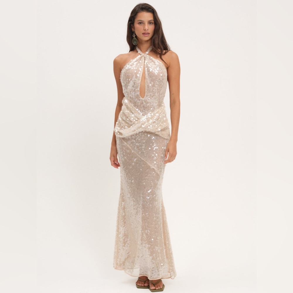 For Love & Lemons SYDNEY SEQUIN MAXI DRESS Size XS NWT